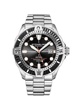 NWT Stuhrling Original Aquadiver Automatic Black Dial Men's Watch